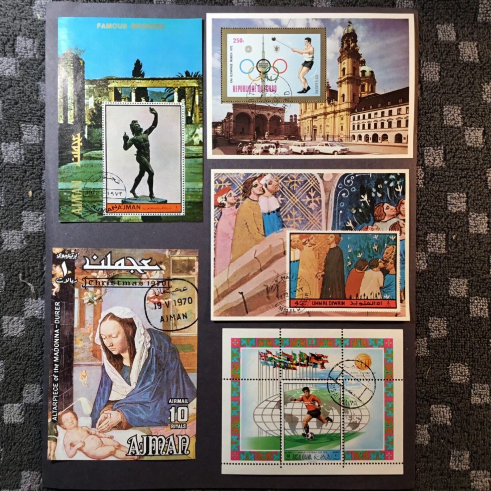 5 Different Souvenir Sheets. World Stamps. Stamp Collecting Collector