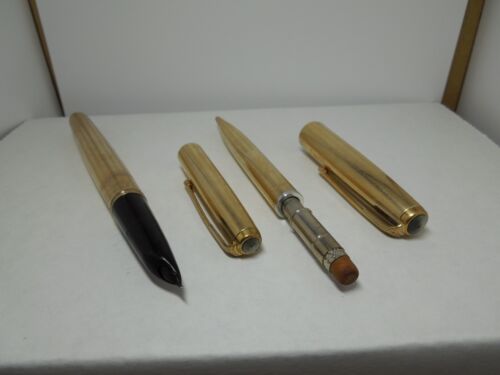 Vtg Parker  “51 ” Gold Filled Fountain Pen Pencil Set 1/10 14K Gold Filled as is