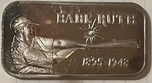 1 oz Toned .999 Fine Silver Bar LIMITED Babe Ruth American Coin Stamp Co 63/4000
